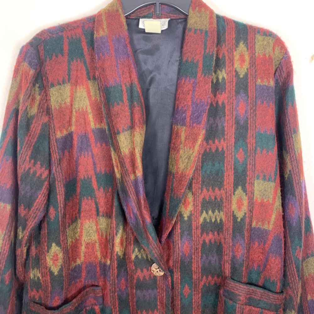 Cosmos Collection USA Vintage Southwestern Geometric Shawl Collar Blazer Women S